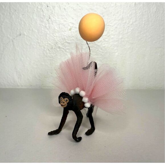 Party Animal Birthday Cake Topper Figurines Hippo Monkey Cow Panda Tiger Ape - Picture 8 of 8